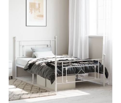 Estructura cama sin colchón con estribo metal blanco 107x203 cm