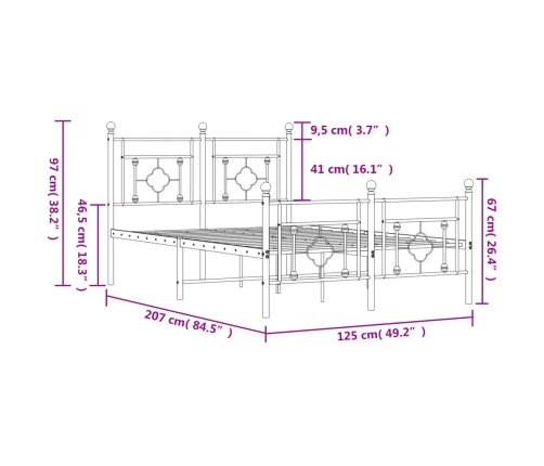 Estructura cama sin colchón con estribo metal blanco 120x200 cm