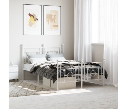 Estructura cama sin colchón con estribo metal blanco 120x200 cm