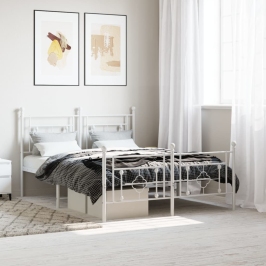 Estructura cama sin colchón con estribo metal blanco 135x190 cm