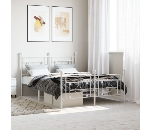 Estructura cama sin colchón con estribo metal blanco 135x190 cm