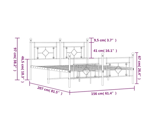 Estructura cama sin colchón con estribo metal blanco 150x200 cm