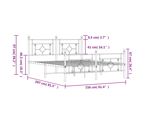 Estructura cama sin colchón con estribo metal blanco 150x200 cm