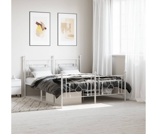 Estructura cama sin colchón con estribo metal blanco 150x200 cm