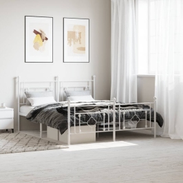 Estructura cama sin colchón con estribo metal blanco 160x200 cm