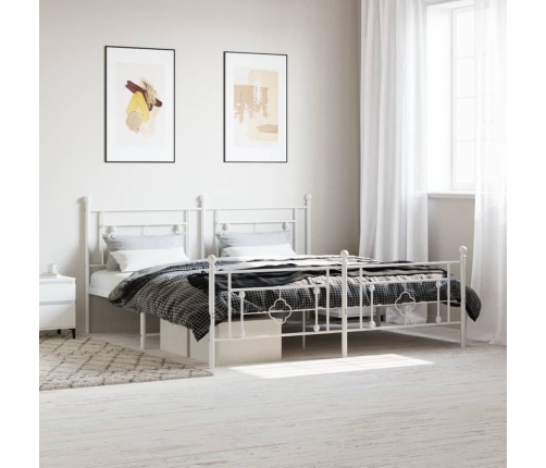 Estructura cama sin colchón con estribo metal blanco 183x213 cm