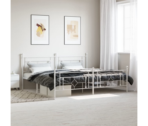 Estructura cama sin colchón con estribo metal blanco 193x203 cm