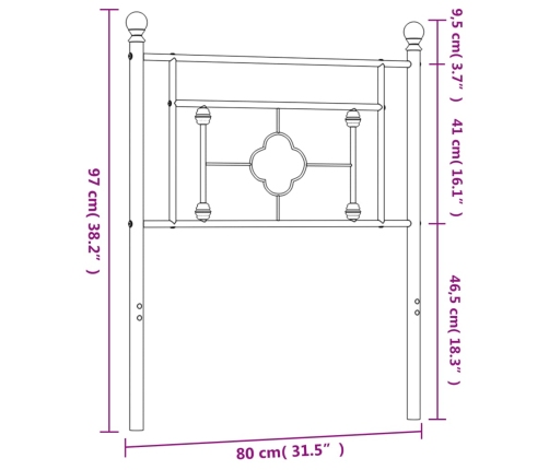 Cabecero de metal blanco 75 cm