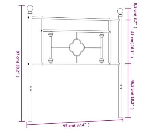 Cabecero de metal blanco 90 cm