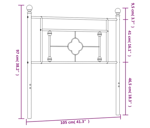 Cabecero de metal blanco 100 cm