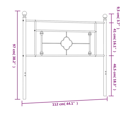 Cabecero de metal blanco 107 cm