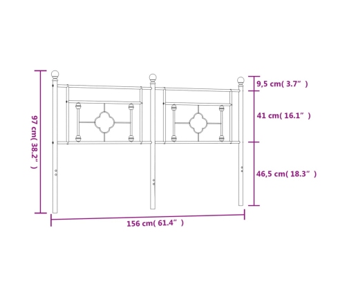 Cabecero de metal blanco 150 cm