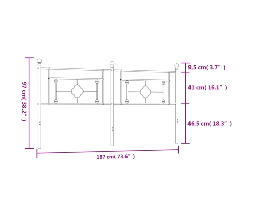 Cabecero de metal blanco 180 cm