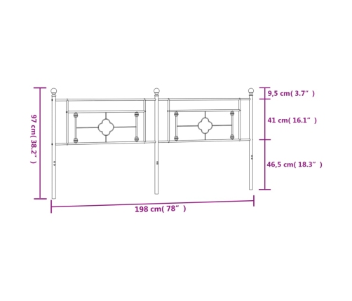 Cabecero de metal blanco 193 cm