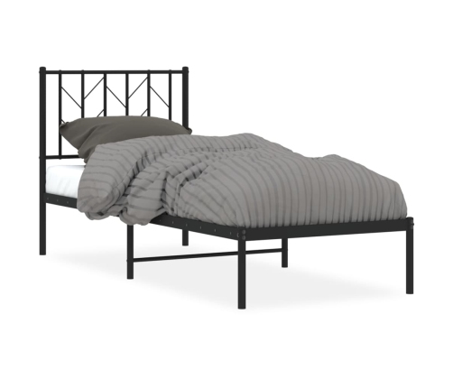 Estructura cama sin colchón con cabecero metal negro 75x190 cm