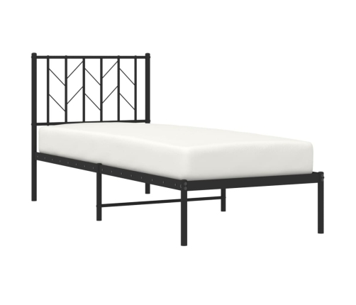 Estructura cama sin colchón con cabecero metal negro 75x190 cm