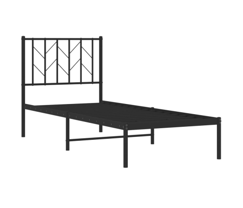 Estructura cama sin colchón con cabecero metal negro 75x190 cm