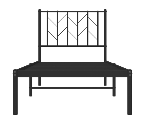 Estructura cama sin colchón con cabecero metal negro 75x190 cm