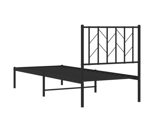 Estructura cama sin colchón con cabecero metal negro 75x190 cm