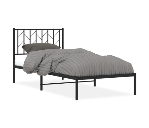 Estructura cama sin colchón con cabecero metal negro 90x190 cm