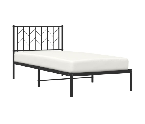 Estructura cama sin colchón con cabecero metal negro 90x190 cm