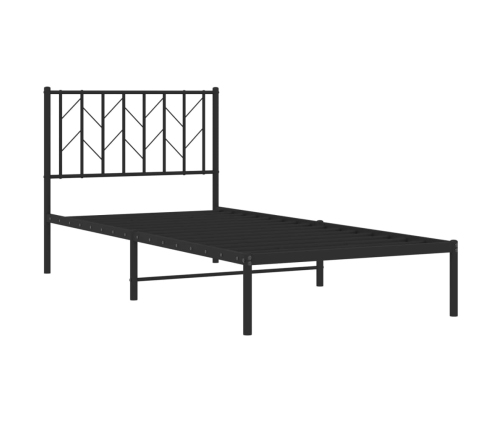 Estructura cama sin colchón con cabecero metal negro 90x190 cm