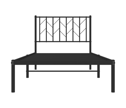 Estructura cama sin colchón con cabecero metal negro 90x190 cm