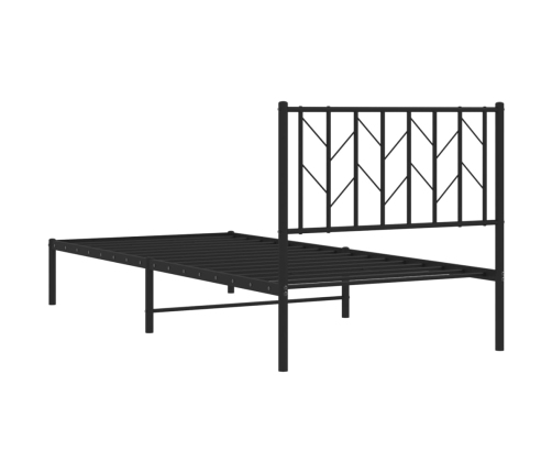 Estructura cama sin colchón con cabecero metal negro 90x190 cm