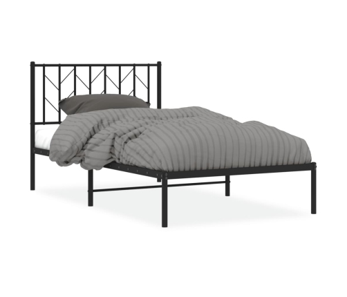 Estructura cama sin colchón con cabecero metal negro 100x190 cm