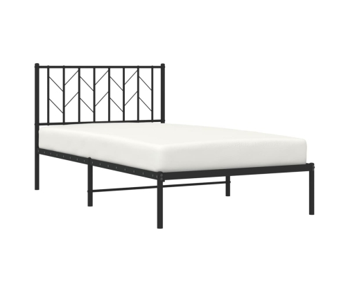 Estructura cama sin colchón con cabecero metal negro 100x190 cm