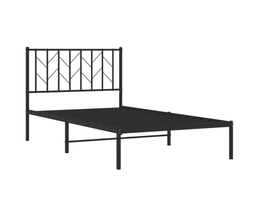 Estructura cama sin colchón con cabecero metal negro 100x190 cm