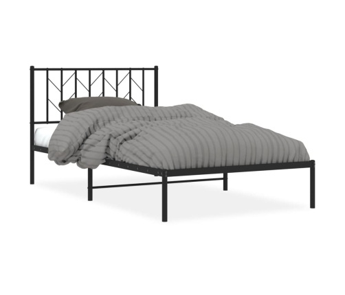 Estructura cama sin colchón con cabecero metal negro 107x203 cm