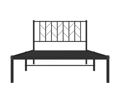 Estructura cama sin colchón con cabecero metal negro 107x203 cm