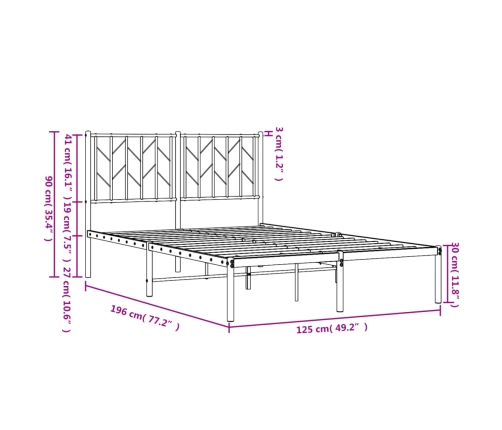 Estructura cama sin colchón con cabecero metal negro 120x190 cm