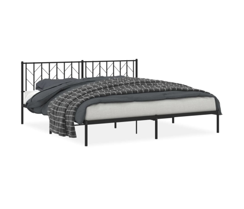 Estructura cama sin colchón con cabecero metal negro 193x203 cm