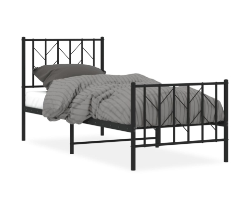 Estructura cama sin colchón con estribo metal negro 75x190 cm