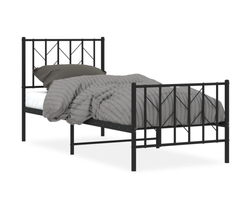 Estructura cama sin colchón con estribo metal negro 80x200 cm