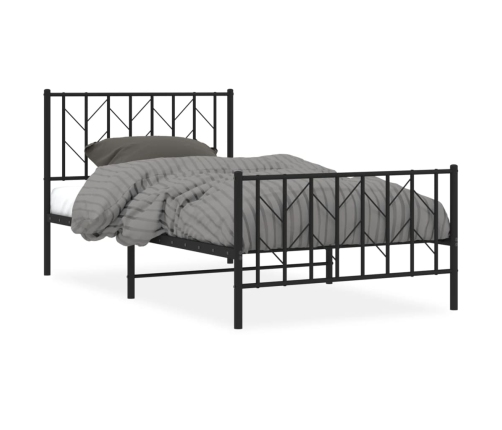 Estructura cama sin colchón con estribo metal negro 100x190 cm