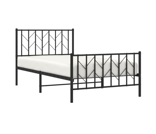 Estructura cama sin colchón con estribo metal negro 100x190 cm