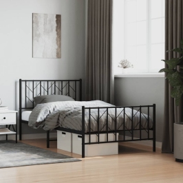 Estructura cama sin colchón con estribo metal negro 100x200 cm