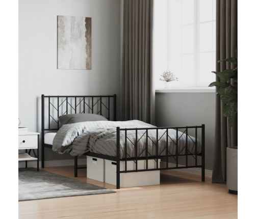 Estructura cama sin colchón con estribo metal negro 100x200 cm