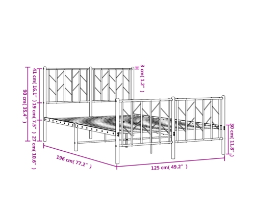 Estructura cama sin colchón con estribo metal negro 120x190 cm