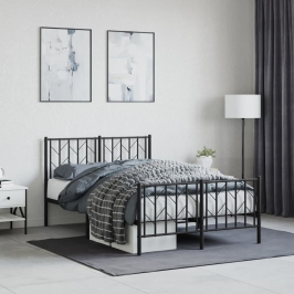 Estructura cama sin colchón con estribo metal negro 120x190 cm