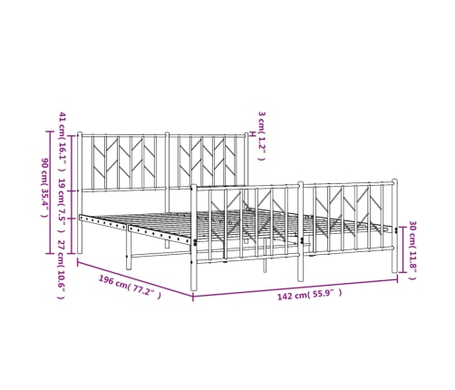 Estructura cama sin colchón con estribo metal negro 135x190 cm