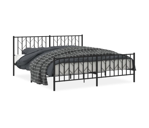 Estructura cama sin colchón con estribo metal negro 183x213 cm