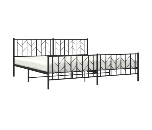 Estructura cama sin colchón con estribo metal negro 200x200 cm