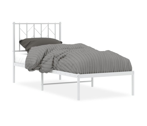 Estructura cama sin colchón con cabecero metal blanco 75x190 cm