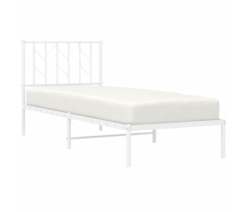 Estructura cama sin colchón con cabecero metal blanco 80x200 cm