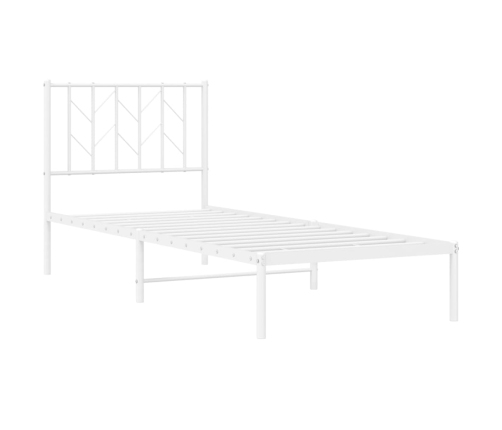 Estructura cama sin colchón con cabecero metal blanco 80x200 cm