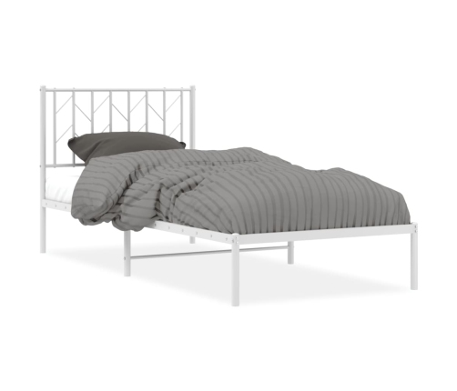 Estructura cama sin colchón con cabecero metal blanco 90x190 cm